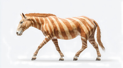 Fototapeta premium Quagga Reimagined: A Realistic Depiction on a White Background
