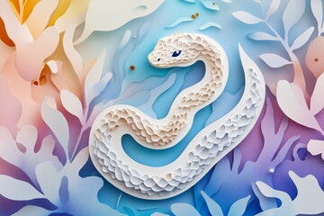 Fototapeta premium Serpentine Form in Paper Cut Style Illustration