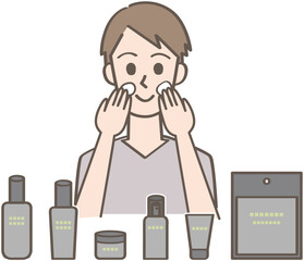 肌のお手入れ　クリームを塗る人