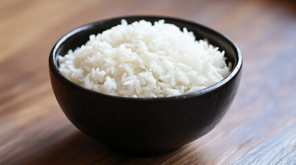 bowl of rice on black