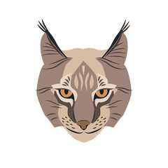 A head of lynx in a flat style isolated on a white. A muzzle of wild predator animal.