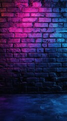 Neon Light Gradient on Brick Wall