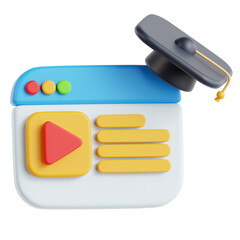 Online Course Player with Graduation Cap Icon