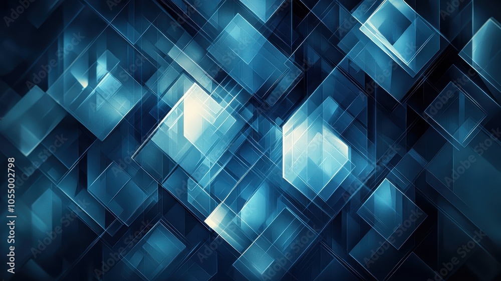 Poster dynamic abstract blue shapes create a striking visual effect, perfect for modern design projects or 