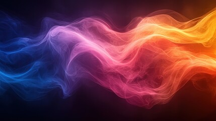 Obraz premium Abstract swirls of blue, pink, and orange colors create a vibrant wave pattern against a dark background