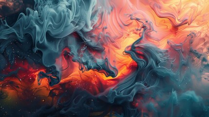 Obraz premium Abstract Swirling Smoke and Fire Background Digital Art Design Element Graphic Texture Pattern