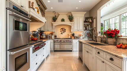 Fototapeta premium Elegant Chic Kitchen with Quartz Countertops