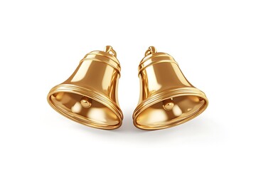 Shiny golden metal bell 3d isolated on white background