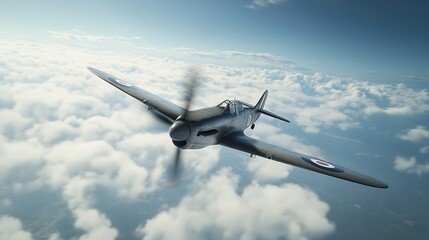 WW2 airplane in middle flight