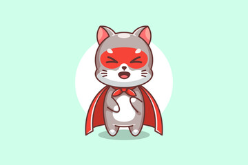 Fototapeta premium Cute cat super hero cartoon