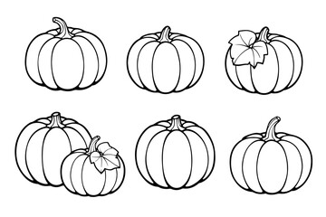シンプルなかぼちゃのラインアートセット