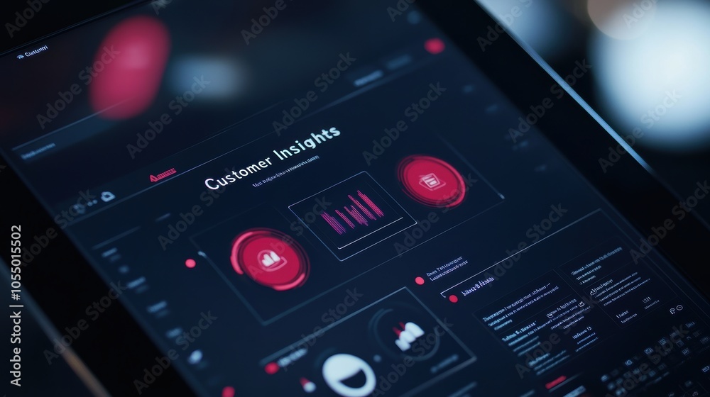 Poster closeup of customer insights displayed on tablet screen featuring detailed data analytics and visual