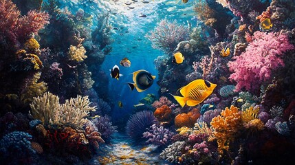 Vibrant Underwater Paradise with Colorful Fish and Corals