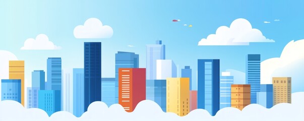 Cityscape Panorama Above the Clouds