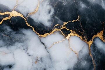 Black and White Marble with Gold Veins