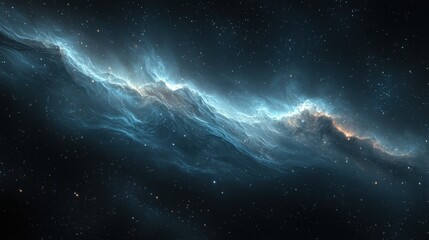 Obraz premium A vibrant cosmic nebula illuminates the dark expanse of space, showcasing brilliant colors and intricate formations against a starry backdrop