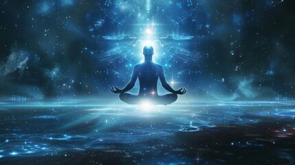 Obraz premium Meditation Cosmic Energy Spiritual Enlightenment Yoga Astral Projection