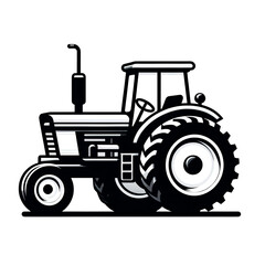 Obraz premium Black and white isolated vector illustration of agricultural tractor on white background.