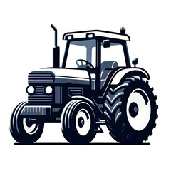 Obraz premium Black and white isolated vector illustration of agricultural tractor on white background.