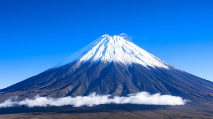 Majestic Mountain with Clouds and Snow