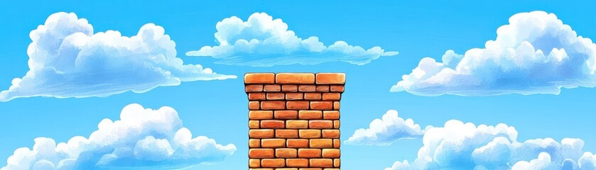 Fototapeta premium Simple chimney with bricks traditional theme watercolor Complementary Color Scheme