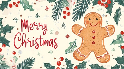 Cheerful Gingerbread Holiday Illustration