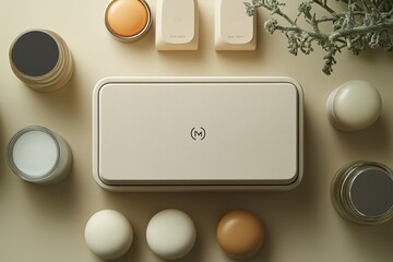 Minimalist skincare products on a soft surface, showcasing a modern aesthetic in natural light