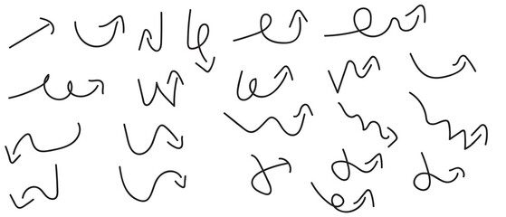 Handdraw arrow collection different direction arrow set 