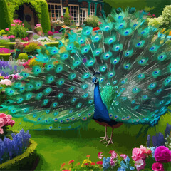 Obraz premium peacock with feathers out