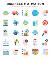 Set of BUSINESS MOTIVATION Icons Flat icons collection.