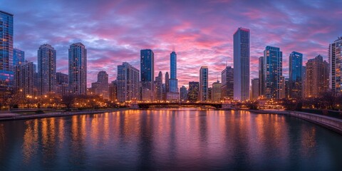 Obraz premium Chicago Skyline at Dusk