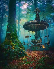 深い森の中の不思議な機械