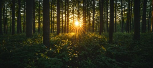 Golden Sunlight in the Forest