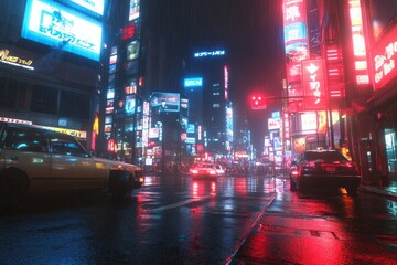 Neon Rain Cityscape
