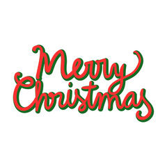 Merry Christmas Hand Lettering on a white