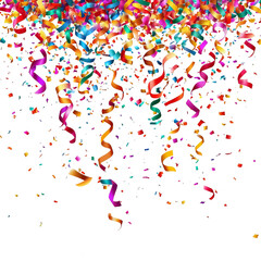 Colorful Falling Confetti burst illustration on a transparent background, PNG clipart, Colorful Confetti And Ribbon celebrations design