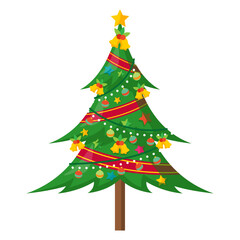 Hand drawn Christmas tree illustration on a white background