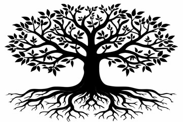 Sprawling Tree Silhouette Vector