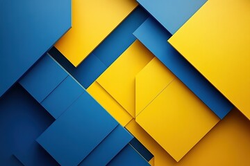 Fototapeta premium Abstract geometric background with blue and yellow squares.