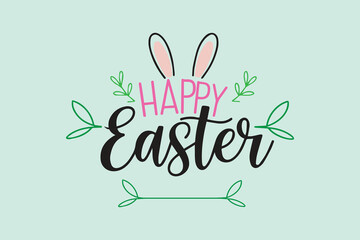 Vector illustration Happy Easter in hand drawn on a white background, easily editable 