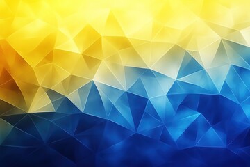 Abstract geometric background with blue and yellow triangular patterns.
