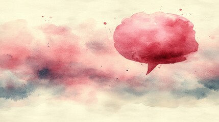 Watercolor Abstract with a Red Speech Bubble