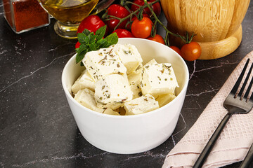 Greek traditional Feta cheese cubes