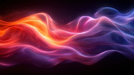 Fototapeta premium Colorful abstract waves of light flow gracefully, creating a vibrant display in a dark background