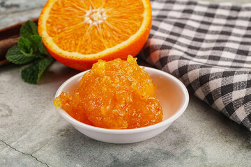 Tasty homemade Orange jam in the bowl