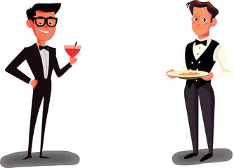 icons characters for business for cafes and restaurants , flat characters
