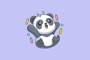 Cute panda celebrating party cartoon