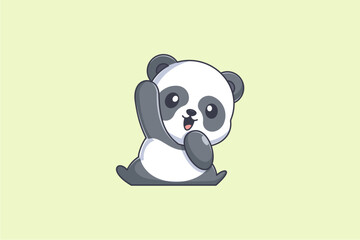 Cute panda waving hand cartoon