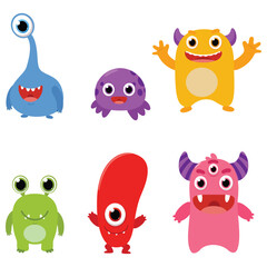 Colorful funny monster cartoon, isolated on white 