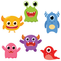 Colorful funny monster cartoon, isolated on white 